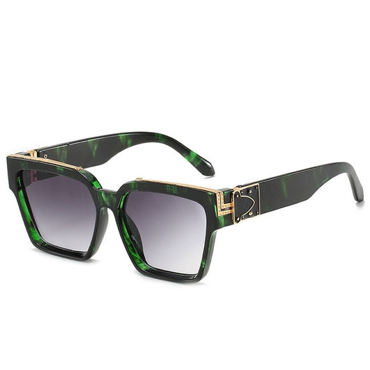 Shield Square Green Nature Pattern Sunglasses