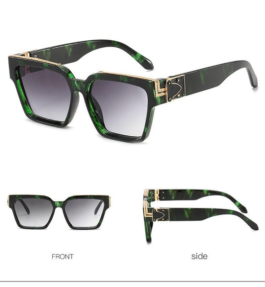 Shield Square Green Nature Pattern Sunglasses